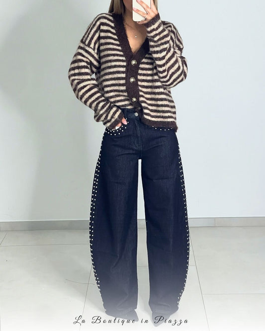 Jeans baggy con borchie