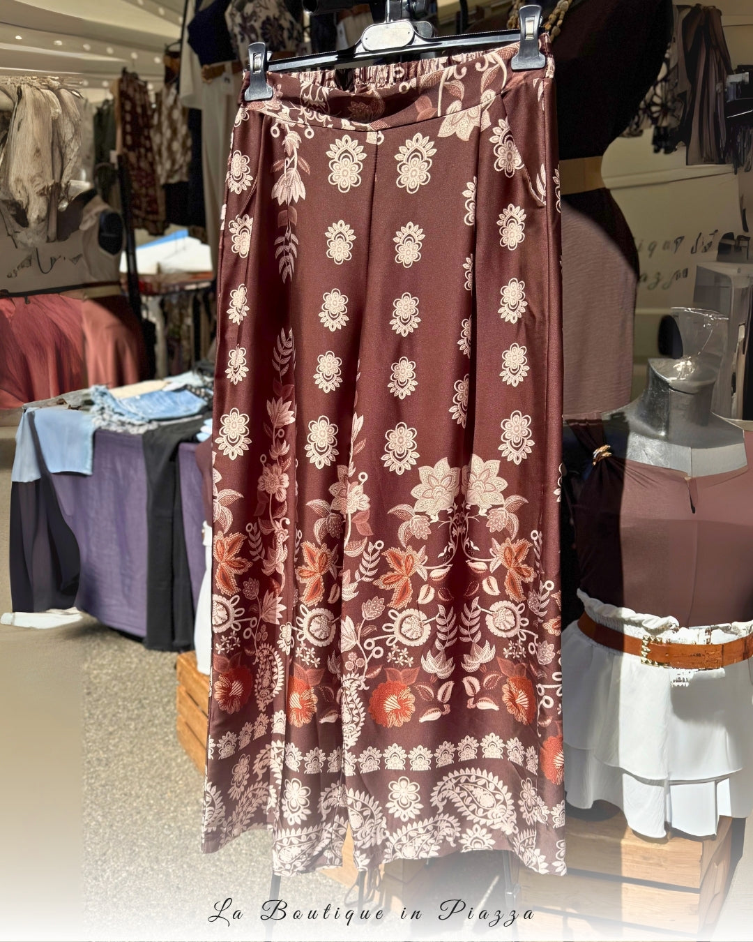 Pantalone raso fantasia