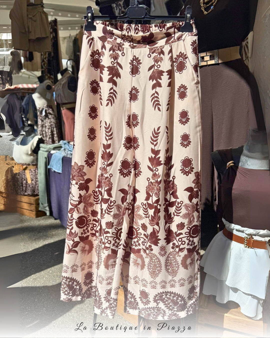 Pantalone raso fantasia