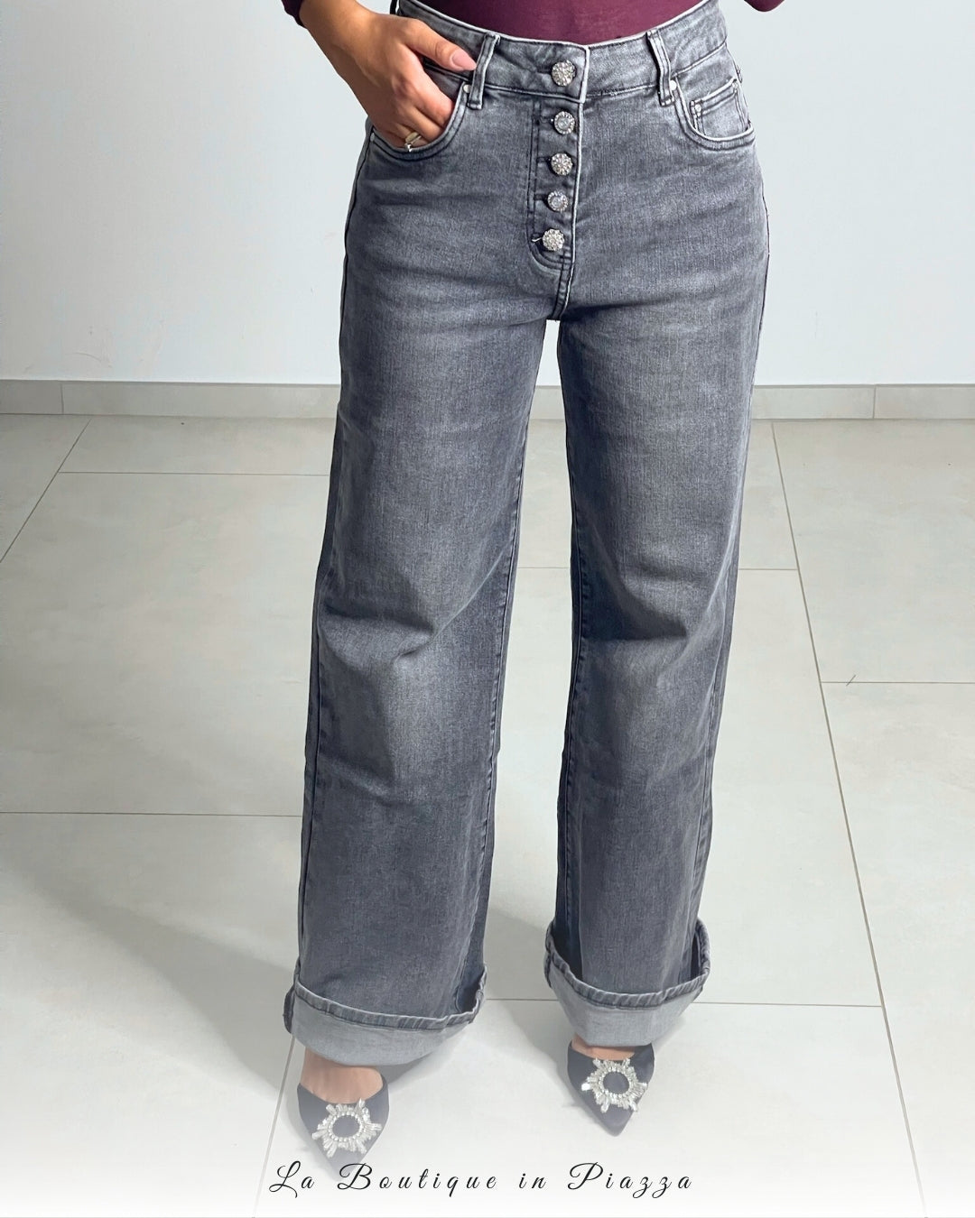 Jeans bottoni gioiello