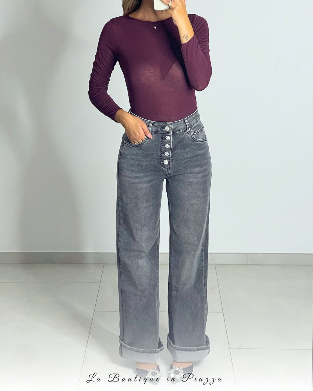 Jeans bottoni gioiello