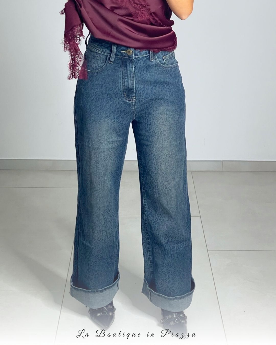 Jeans palazzo leopardo
