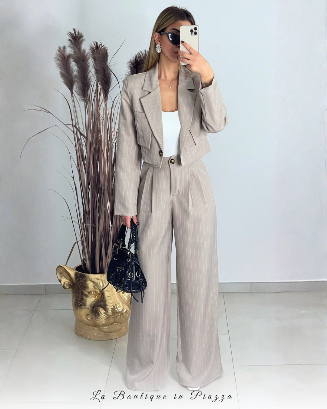 Completo Crop Gessato