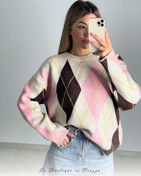 Maglione cozy a quadri