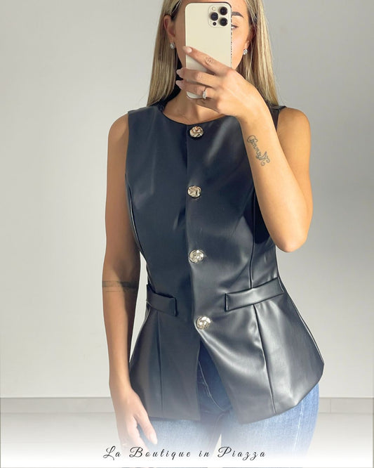 Gilet Rock in ecopelle