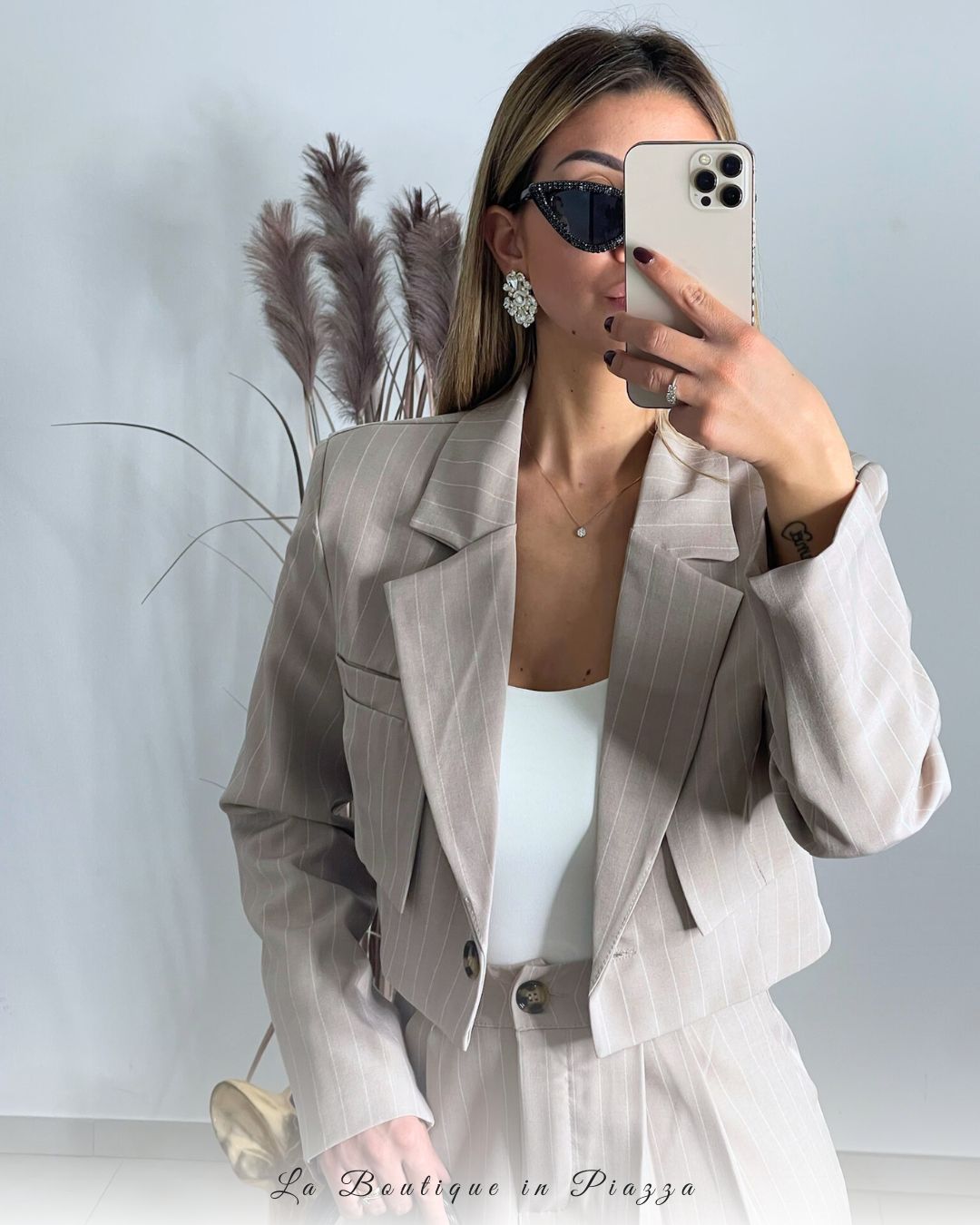 Completo Crop Gessato