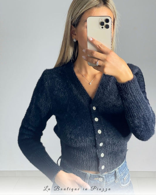 Cardigan crop in peluche