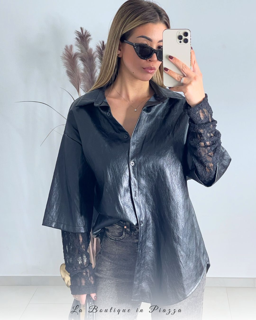 Maxi Camicia in Ecopelle