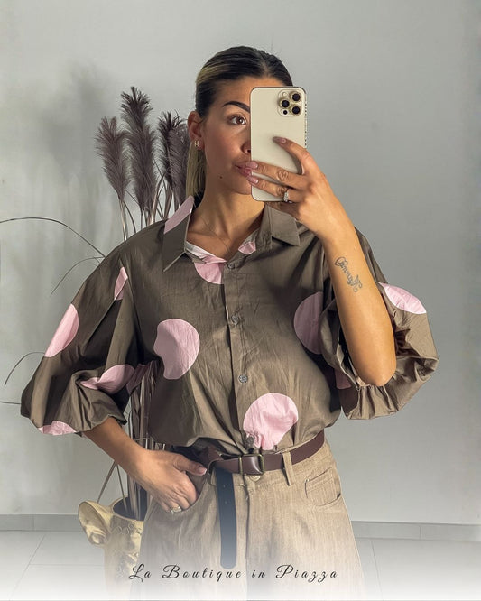 Camicia pois rosa