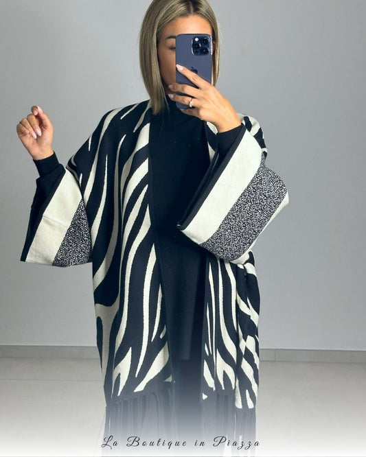 Cardigan kimono con frange