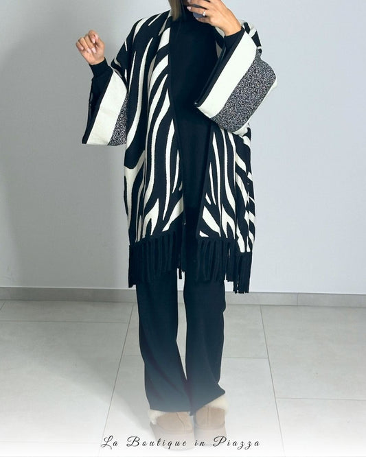 Cardigan kimono con frange