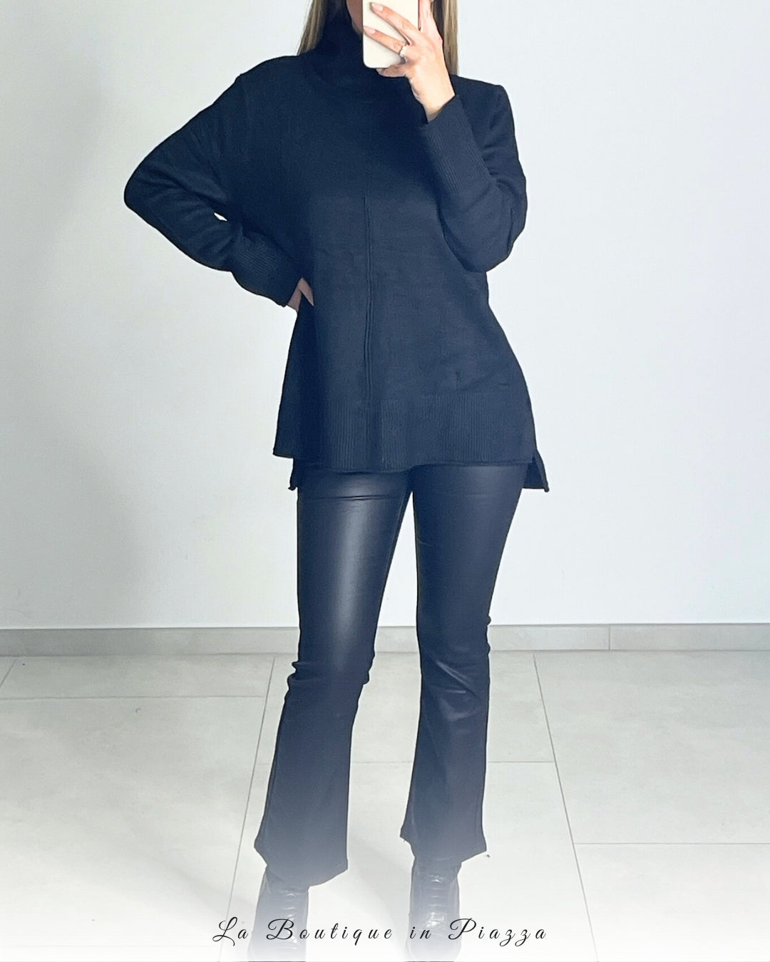 Pantaloni zampetta ecopelle termici