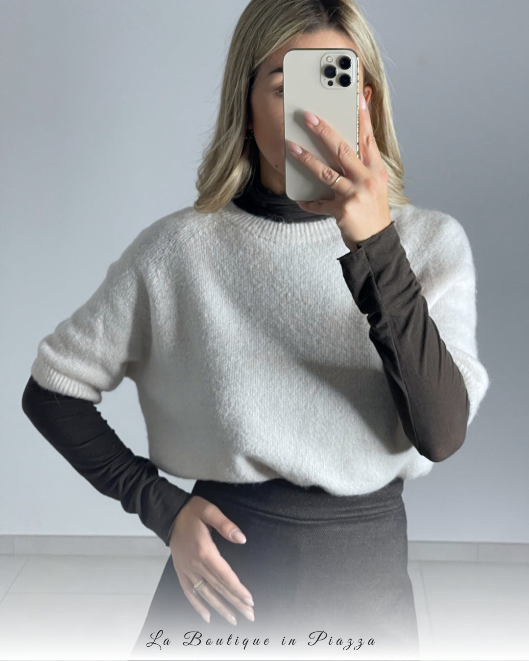 Maglia in misto lana mezza manica