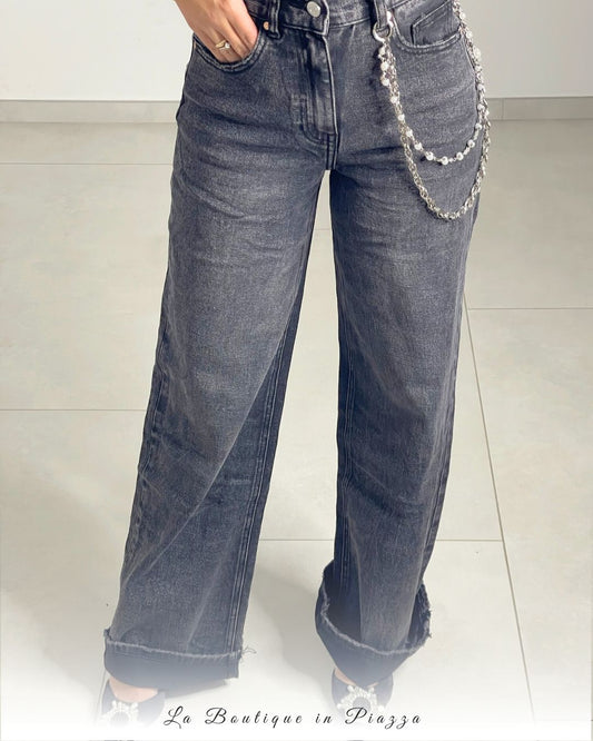 Jeans Noir Denim con catena