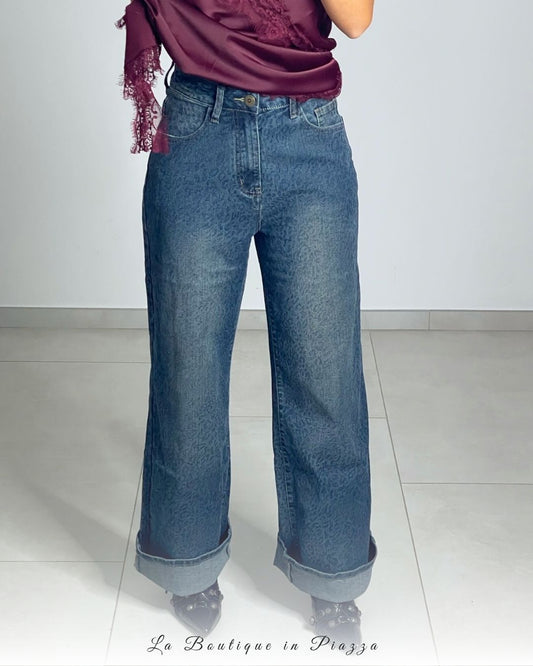 Jeans palazzo leopardo