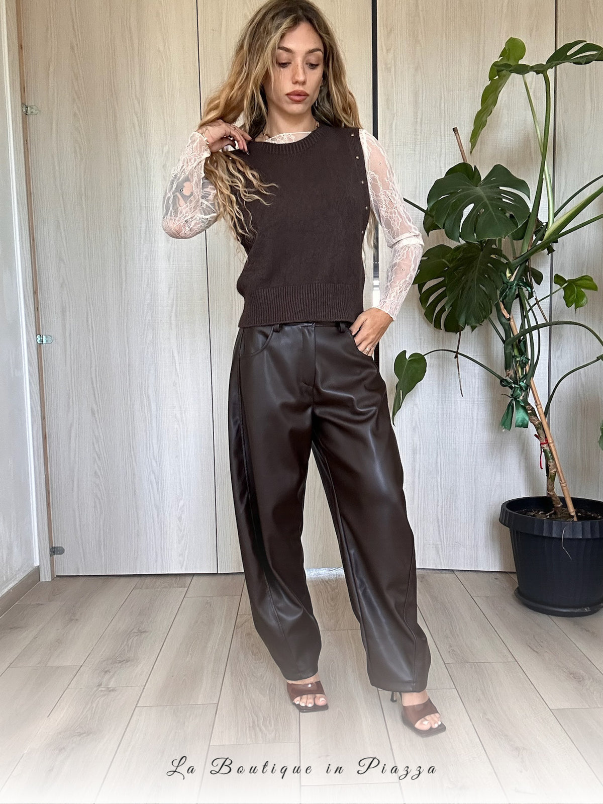 Pantalone baggy ecopelle