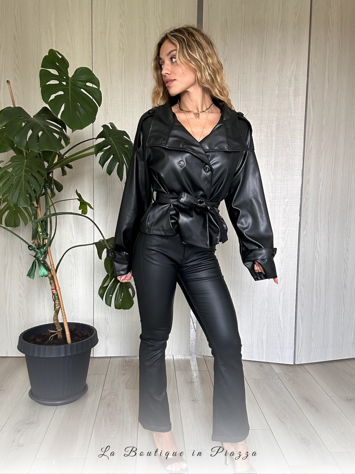 Panta jeans zampetta ecopelle