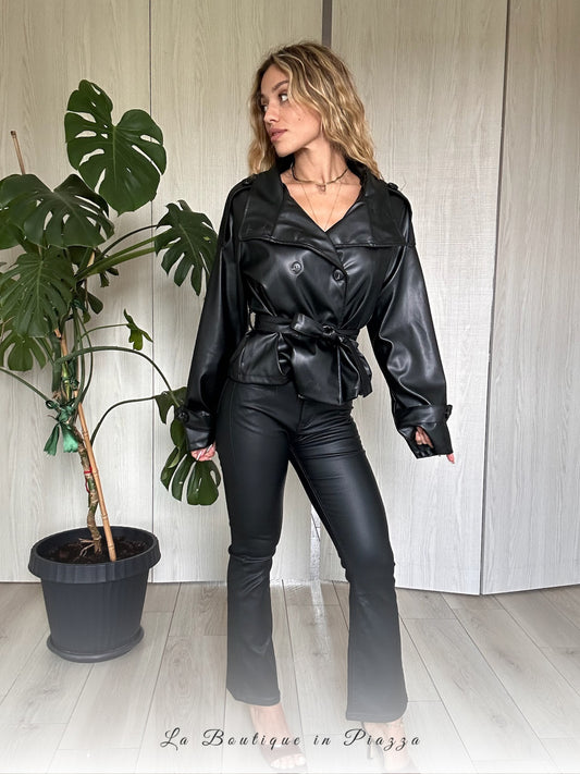 Panta jeans zampetta ecopelle