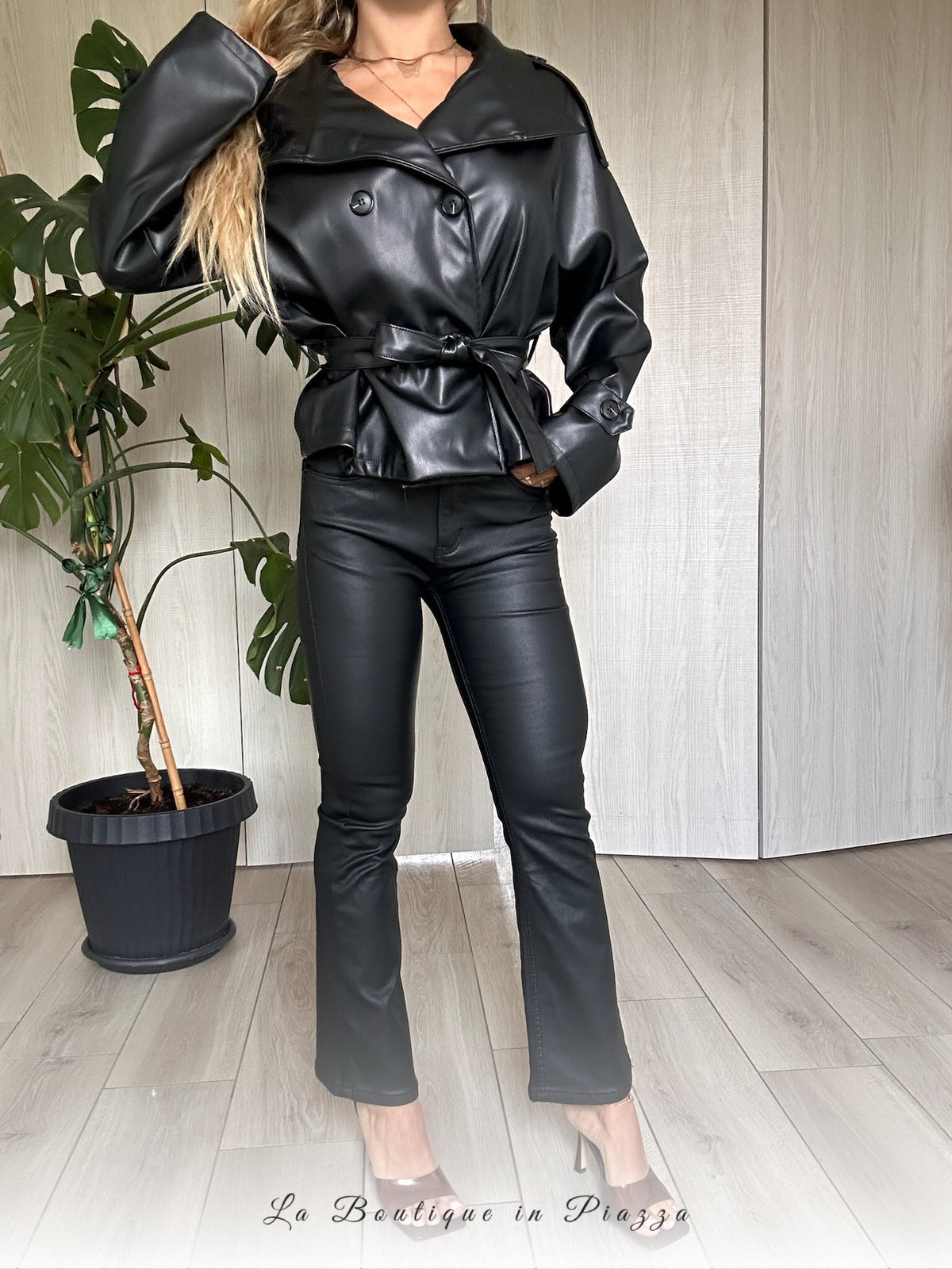 Panta jeans zampetta ecopelle