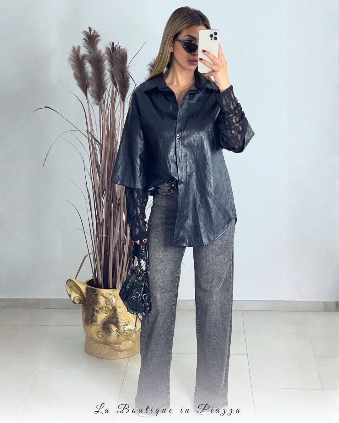 Maxi Camicia in Ecopelle